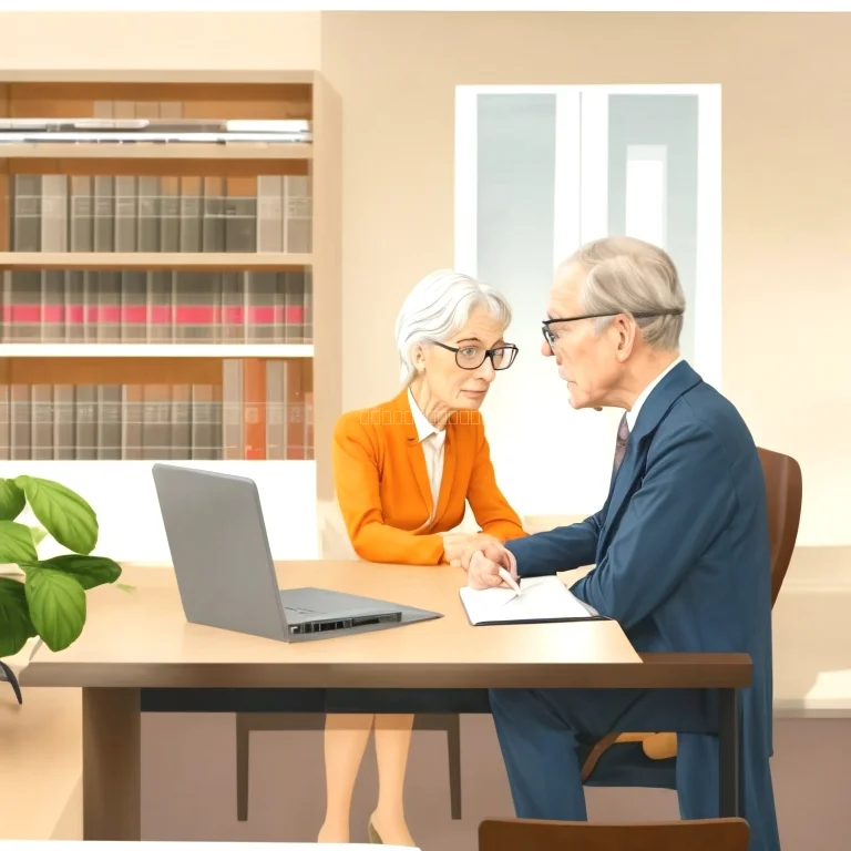 Beratungssituation zwischen älterer Person und juristischem Experten bei RenteHub in der Schweiz
